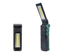 Lampe de travail WASAGA COB LED, rechargeable par USB, portable, pliable, rotation à 270 degrés, avec crochet magnétique et crochet pour activités intérieures ou extérieures (vert)