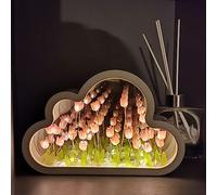 Lampe de tulipe de nuage, veilleuse de miroir de tulipes de bricolage artisanal, veilleuse de miroir de tulipe de nuage for la décoration de chambre à coucher for maman petite amie soeur ( Color : Pin