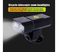 Lampe De Vélo T6 Rechargeable Par Usb, Zoom Réglable, Éclairage Avant De Bicyclette, Lampe Torche Vtt, 1200mah