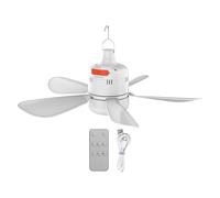 Lampe de ventilateur à LED, ventilateur de plafond avec lumière - Petit ventilateur de lumière rechargeable - Accessoires de camping USB avec refroidissement d'air silencieux à distance pour à côté et