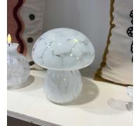 Lampe décorative champi tacheté blanche led à piles