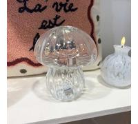 Lampe décorative champi verre strié transparent led à piles