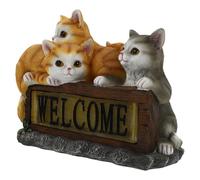 Lampe Décorative en Résine Orange Solaire Chat pour Jardin Extérieur