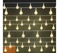Chaîne lumineuse décoration de Noël diamants design chaîne lumineuse lumière décorative, plastique argenté, batterie 9x 10 LED 3000K blanc chaud, 9x L 120 cm