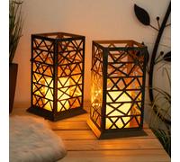 Ensemble de 2 lampes solaires à LED lumières balcon effet feu lampes d'extérieur lanterne