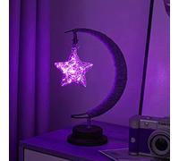 Lampe Décorative LED Étoile Lune 3D Magique - Fer, Clair de Lune, Chambre, Noël, Décoration Maison - USB 5.5*5.1*11 Pouces (Violet Pentagonal)