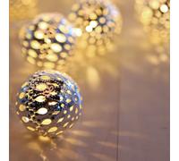 20x LED boule de cuivre chaîne lumineuse X-MAS éclairage décoratif lampes de Noël argent, lot de 2