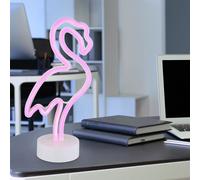 Lampe de table néon Flamingo chambre d'enfant Lampe néon décorative batterie, plastique blanc, LED 2W rose, H 33 cm