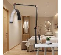 20W 3000K-6000K Led Lampe Extension De Cils, 40cm Lampe Demi Lune, Lampe Onglerie Table, Lampe Cils Professionnel, Lampe Demi Lune Extension De Cils, Lampe Sur Pied pour Le Soin Des Yeux (noir)