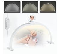 Lampe Demi Lune Onglerie, 29'' 42W Lampes Extension de Cils avec Support de Téléphone, Lampe de Bureau Demi-Lune pour Esthéticiennes, Techniciens des Ongles et Esthéticienne, 3000K-6500K (Blanc, 73CM)
