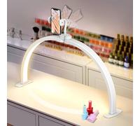 Lampe demi-lune pour bureau à ongles : lampe arche de 58,4 cm pour nail techs avec support de téléphone pour débutant - 3 modes de couleur et 10 luminosité réglables - Lampe à ongles pliable en