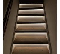 Lampe d'escalier à LED avec détecteurs de mouvement, lumière blanche chaude 2700 K, Bande LED 130cm, set complet pour 12 niveaux, variateur mural sans fil + Wi-Fi