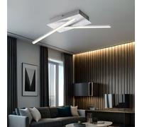 Plafonnier cristaux salon lumière argent métallisé plafonnier moderne, LED 12W 840Lm blanc chaud, L 48 cm