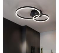 Lampe Design Plafonnier Luminaire de Salon LED Noir Opale Anneaux Réglable