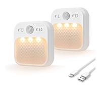 Lampe Detecteur de Mouvement Interieur[30 jours en veille] Veilleuse LED avec 3 Couleurs de Lumière 2pcs