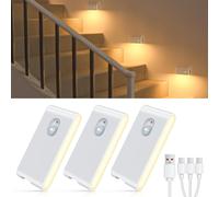 Lampe Detecteur De Mouvement Interieur, Lot De 3 Veilleuse Led Rechargeables, Led Escalier Detecteur De Mouvement(Sans Prise), Veilleuse Enfant Pour Cuisine, Chambre, Escalier, Couloir