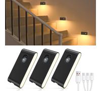 Lampe Detecteur De Mouvement Interieur, Lot De 3 Veilleuse Led Rechargeables, Led Escalier Detecteur De Mouvement(Sans Prise), Veilleuse Enfant Pour Cuisine, Chambre, Escalier, Couloir