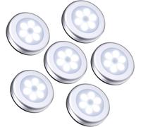 Lampe Détecteur De Mouvement, Lampe De Placard, Veilleuse 6 Led, Automatique Appliques Pour Vitrines Avec Aimant Intégré, Alimenté Par Batterie Pour, Escalier, Cuisine, Penderie - Blanc