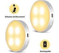 Lampe Détecteur de Mouvement LED Rechargeable Aimantée Autocollante x2 - Daffodil LEC022 - Spot LED Magnétique Lumière Chaude - Batterie ou Secteur Gris G