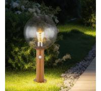 Lampe D'Extérieur Ampoule à Culot Lampadaire Optique Bois Verre Bille Détecteur