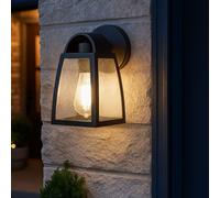 Applique d'extérieur ALU lanterne jardin façade en verre noir dans un ensemble comprenant des ampoules LED
