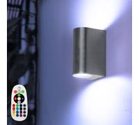 Lampe D'Extérieur Applique Murale Aluminium RGB LED Jardin Argent Télécommande