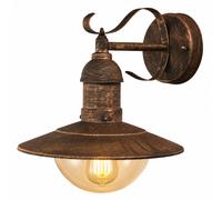 Lampe d'extérieur, applique murale E27, lampe de terrasse, applique murale noire et dorée, métal et plastique, 1 douille E27, L x H x P 24 x 25,6 x 27,2 cm