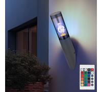 Applique d'extérieur applique murale en acier inoxydable lampe torche lampe de jardin extérieur, fumée anthracite, télécommande dimmable, LED RVB 8,5W 806Lm blanc chaud, DxH 7,6x40 cm