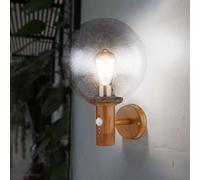 Lampe D'Extérieur Applique Murale Feu Avant Verre Boule Détecteur Optique Bois
