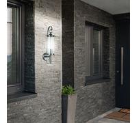 Lampe d'extérieur applique murale Spot mural E27 applique murale en acier inoxydable extérieur argent Verre anti-éclaboussures clair, douille E27, PxLxP 11,4x52,5x15,5 cm