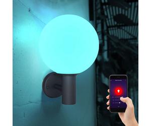 Lampe d'extérieur Applique murale Lampe de jardin Applique murale de maison, App- Commande vocale Changement de couleur CCT Lumière du jour Timer, LED 5W 470Lm blanc chaud-blanc froid, DxH 25x37cm