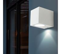 Applique murale extérieure éclairage extérieur spot vers le bas éclairage de façade aluminium verre blanc, 1x LED 4,5W 400Lm blanc chaud, LxHxP 6,8x8x9,2 cm