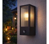 Lampe D'Extérieur Applique Murale Luminaire de Façade LED Détecteur Verre Métal