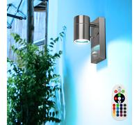 Applique murale d'extérieur à capteur de jardin télécommandé spot dimmable en set comprenant des ampoules LED RGB