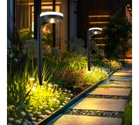 Lampe solaire noire enfichable, lampe solaire de jardin, éclairage haut-bas, 13x LED blanc chaud, DxH 11x45 cm, lot de 2