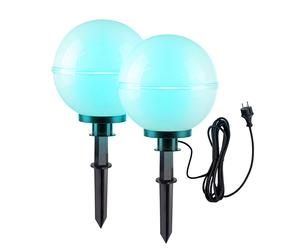 Lampe d'extérieur boule Lampe boule Télécommande Décoration de jardin Changement de couleur variable, câble 5m, 2x RGB LED 8,5W 806Lm blanc chaud, DxH 30x61 cm, 2er Set