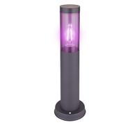 Lampe d'extérieur de chemin d'accès lampadaire en acier inoxydable anthracite, fumée, contrôle par application dimmable, 1x Smart RGB LED 10W 806Lm, DxH 7,6x45cm
