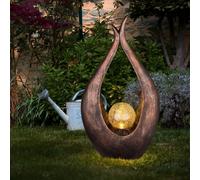 Décoration de jardin LED lampe solaire sculpture bronze lumière décorative lampe d'extérieur, boule de verre cassée, LxHxP 25 x 47,5 x 13 cm