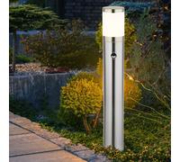 Borne lumineuse avec détecteur de mouvement Outdoor Eclairage extérieur Lampadaire de jardin Lampadaire détecteur de mouvement, acier inoxydable argenté, douille E27, DxH 14x80 cm