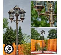 Lampe d'extérieur - HOFSTEIN - Viano - Candélabre 3 branches - Aluminium et verre - Marron/or