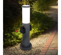 Lampe D'Extérieur Jardin Borne Lumineuse LED Inox Itinéraires 2x Prise H 45cm
