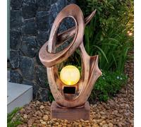 Lampe solaire de décoration de jardin pour l'extérieur, lampe de terrasse, lampe solaire de sol d'extérieur, debout à l'extérieur, avec effet de feu, sculpture en bronze, boule de verre craquelée