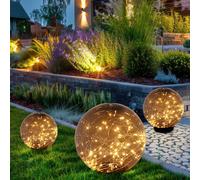 Lampe D'Extérieur Jardin Solaire LED de Balcon Sphérique Fumée 3er Set