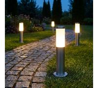 Lampe D'Extérieur Lampadaire Applique De Jardin E27 Acier Inoxydable Argent 4x [EEK: Non noté]