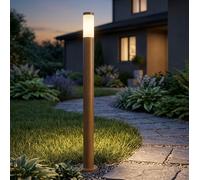 Lampe D'Extérieur Lampadaire Borne Lumineuse Inox Optique Bois Jardin Opale E27