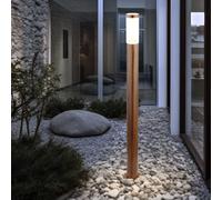 Lampe D'Extérieur Lampadaire Borne Lumineuse Inox Optique Bois Jardin Opale E27