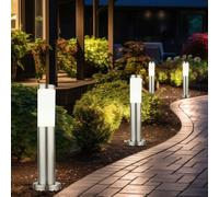 Lampe D'Extérieur Lampadaire Borne Lumineuse LED Inox Opale Cour 4er Set