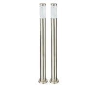 Lampe d'extérieur Lampadaire Lampe de jardin Lampe à colonne Éclairage d'entrée Jardin, IP44 Acier inoxydable argenté opalin, 1x E27, DxH 12,7x110 cm, Set de 2