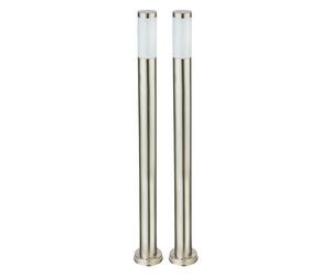 Lampe d'extérieur Lampadaire Lampe de jardin Lampe à colonne Éclairage d'entrée Jardin, IP44 Acier inoxydable argenté opalin, 1x E27, DxH 12,7x110 cm, Set de 2