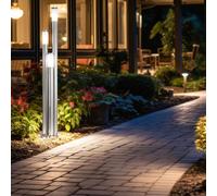 Lampe D'Extérieur Lampadaire LED Borne Lumineuse Inox Argent 3 à Feux